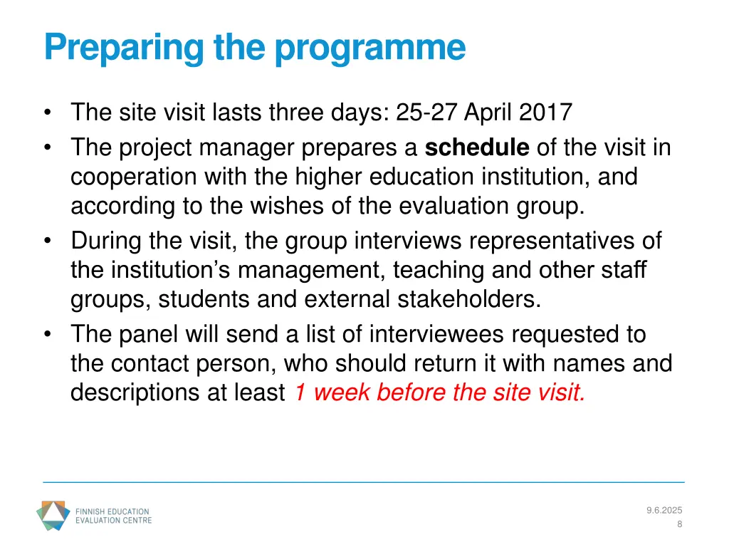 preparing the programme