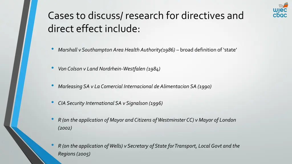 cases to discuss research for directives