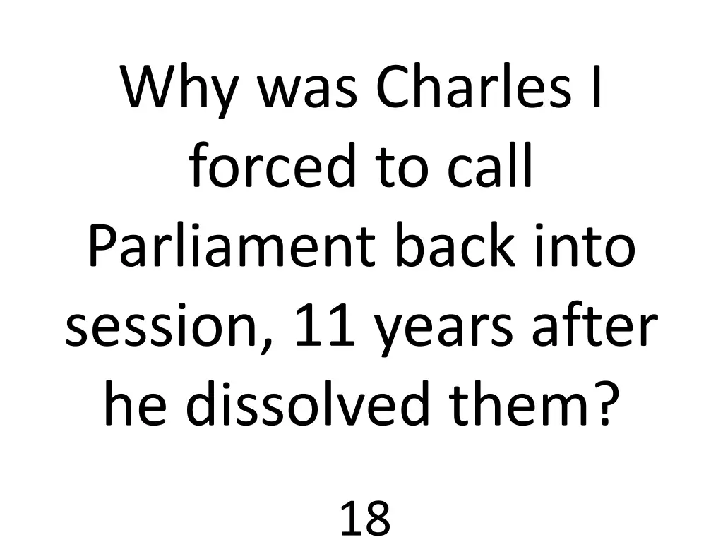 why was charles i forced to call parliament back