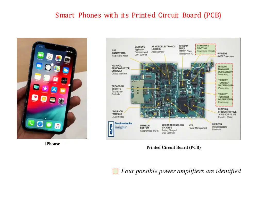 smart phones with its printed circuit board pcb