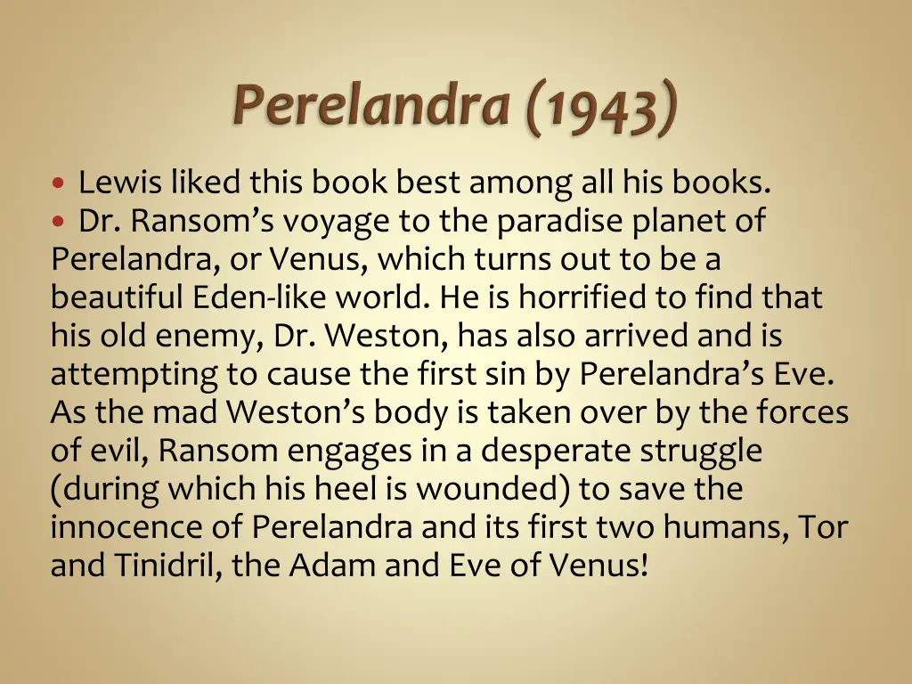 lewis liked this book best among all his books