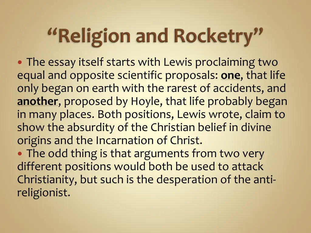 the essay itself starts with lewis proclaiming