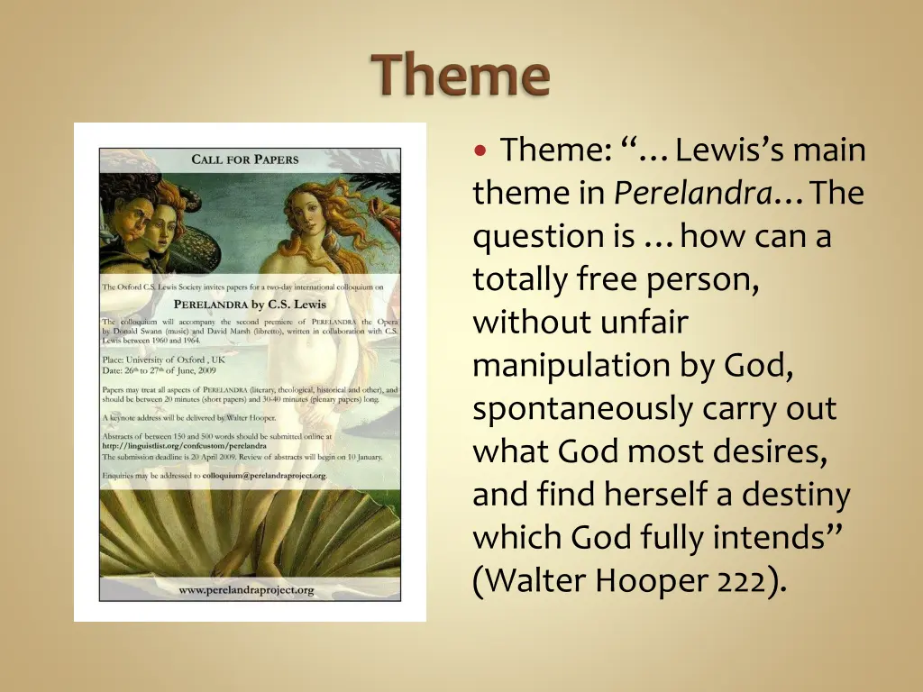 theme lewis s main theme in perelandra