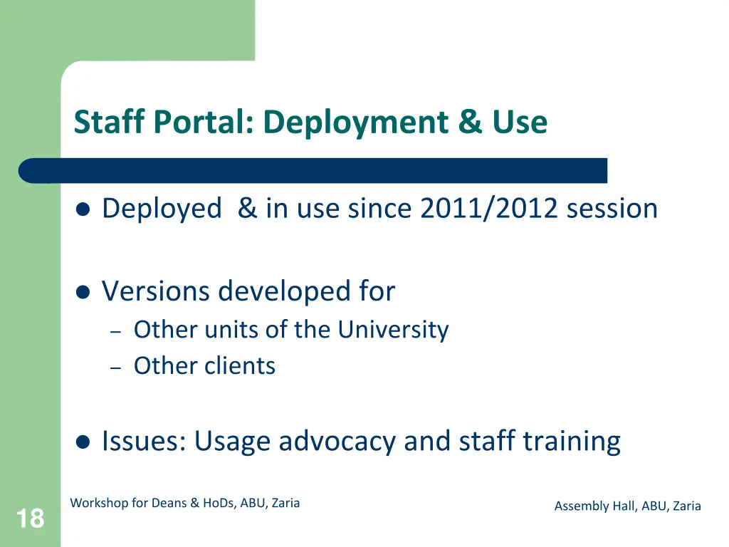 staff portal deployment use