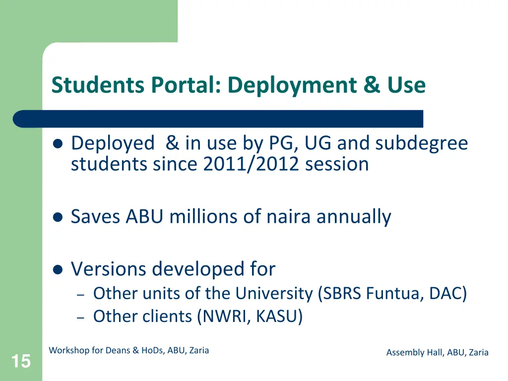 students portal deployment use