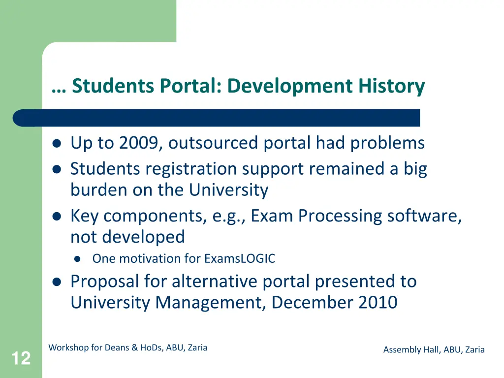 students portal development history 2