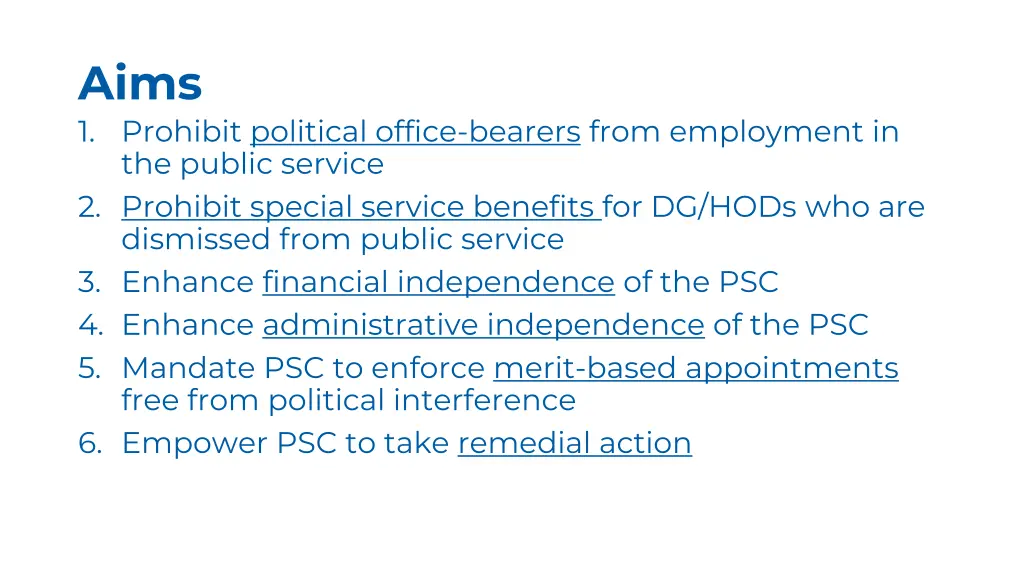 aims 1 prohibit political office bearers from