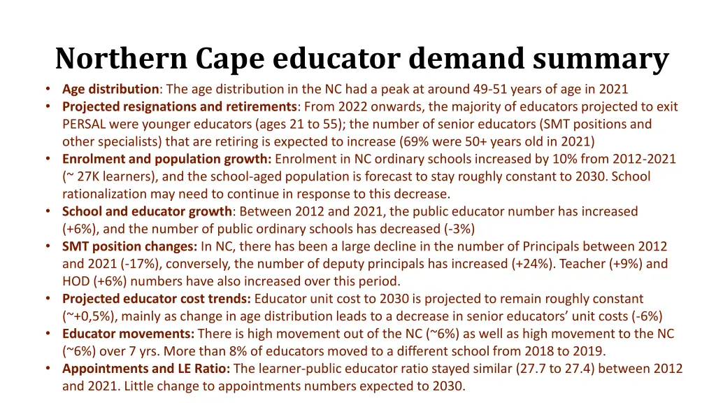 northern cape educator demand summary