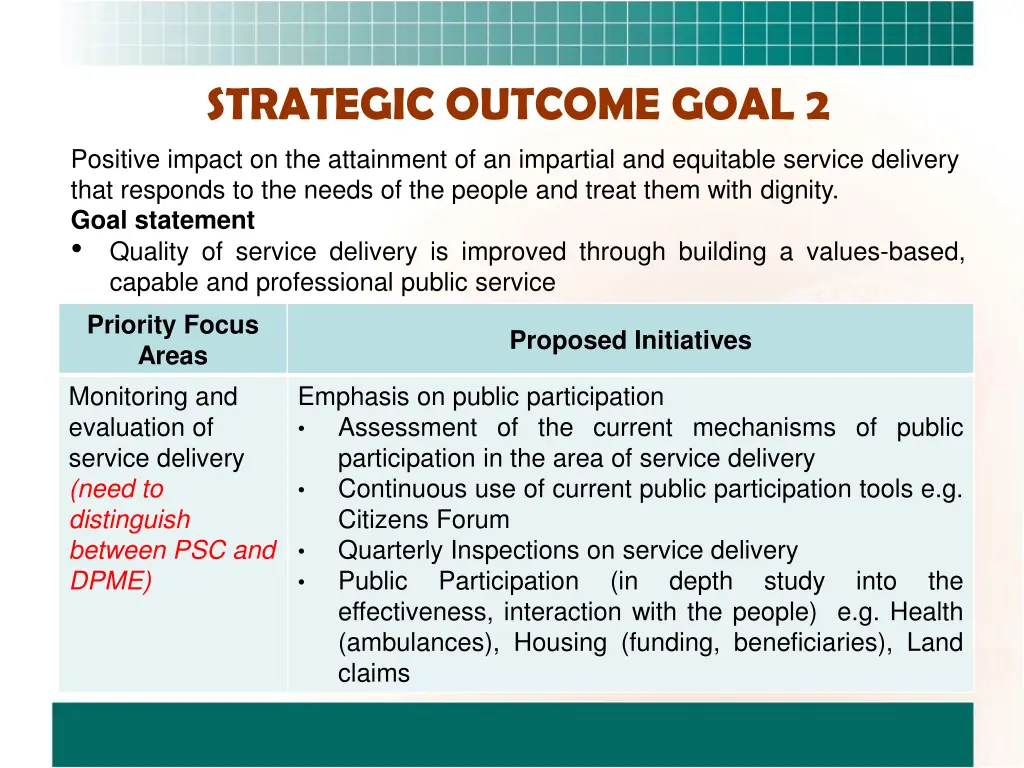 strategic outcome goal 2