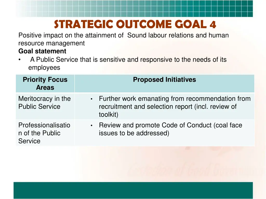 strategic outcome goal 4 positive impact