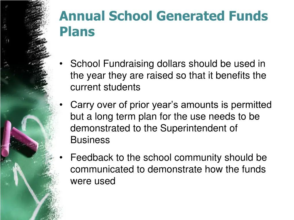 annual school generated funds plans 1