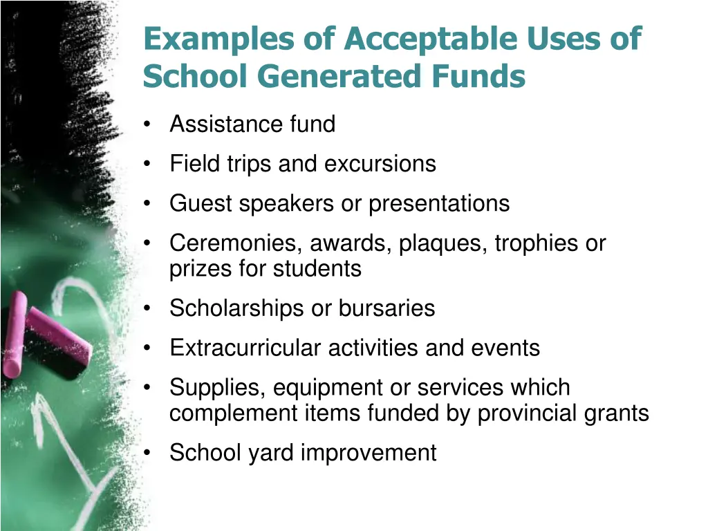 examples of acceptable uses of school generated