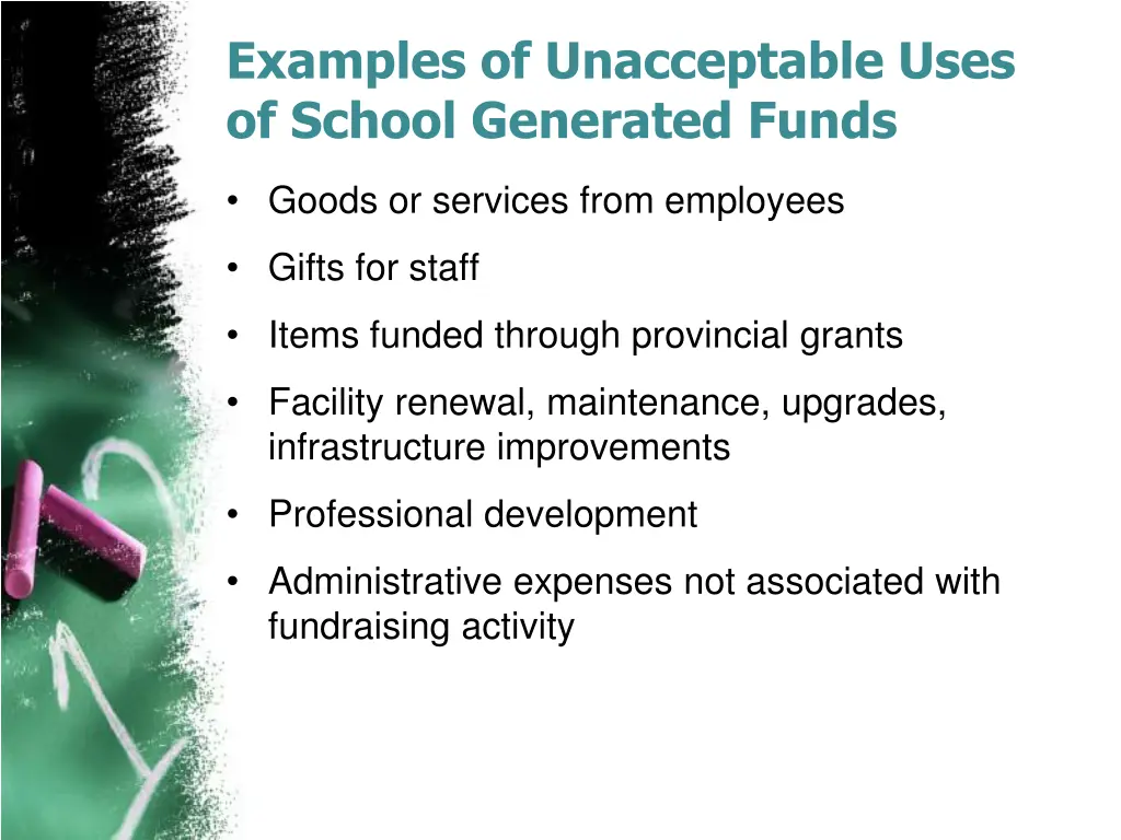 examples of unacceptable uses of school generated