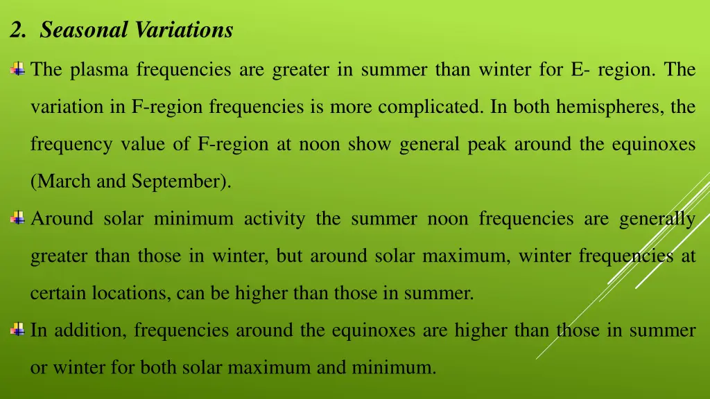 2 seasonal variations