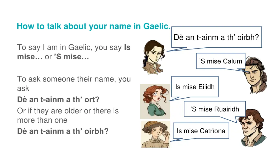 how to talk about your name in gaelic