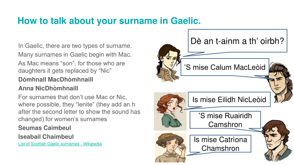 how to talk about your surname in gaelic