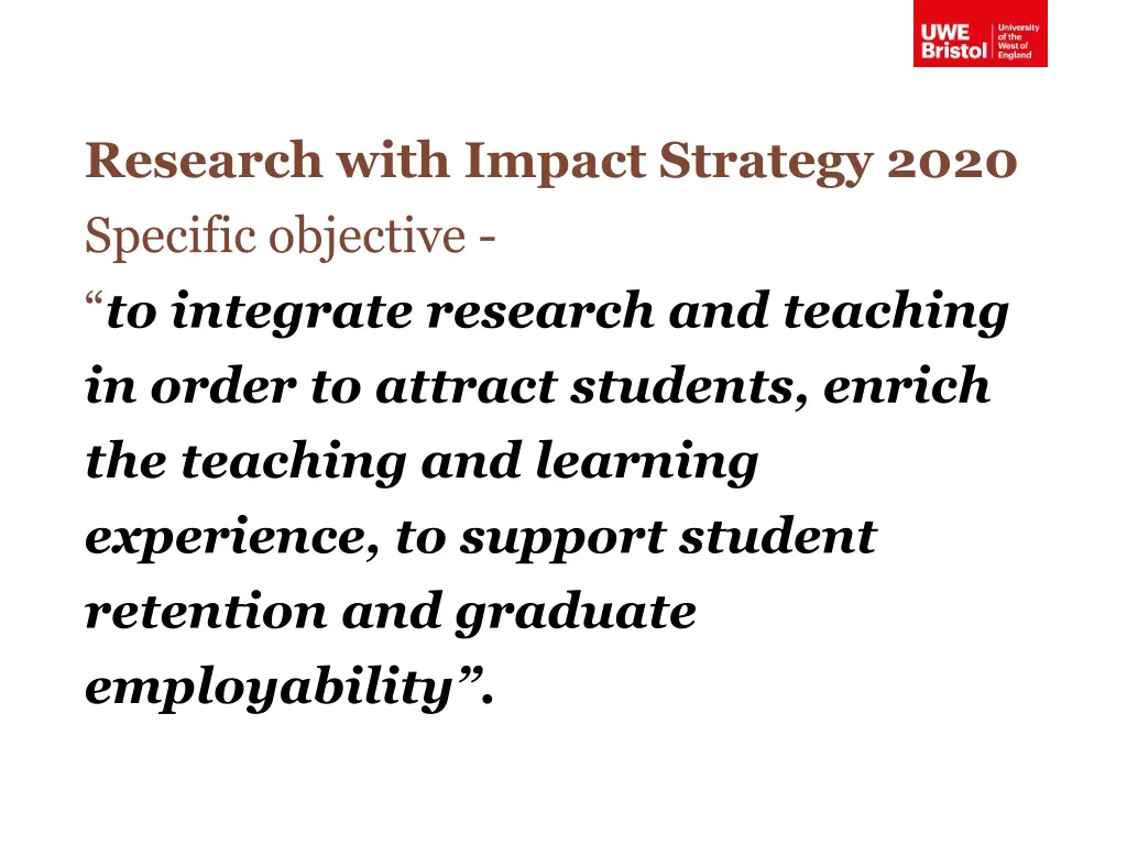 research with impact strategy 2020 specific