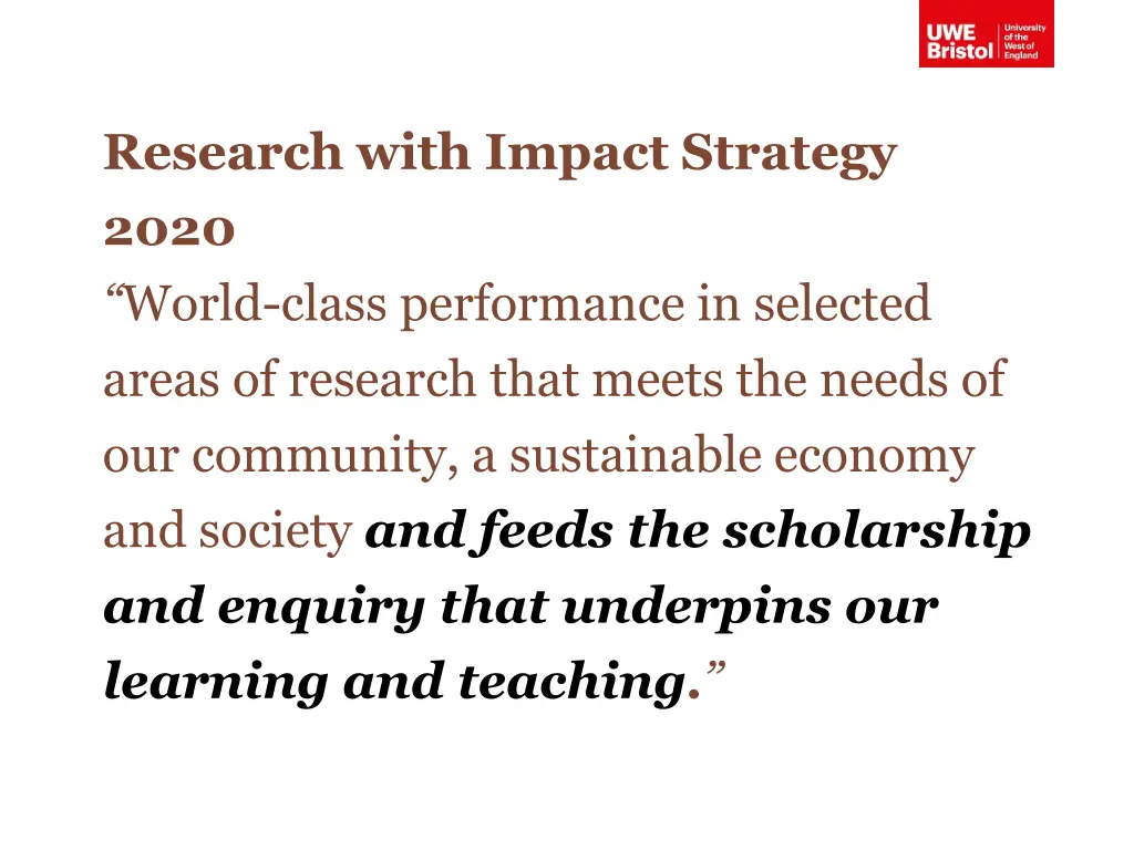 research with impact strategy 2020 world class