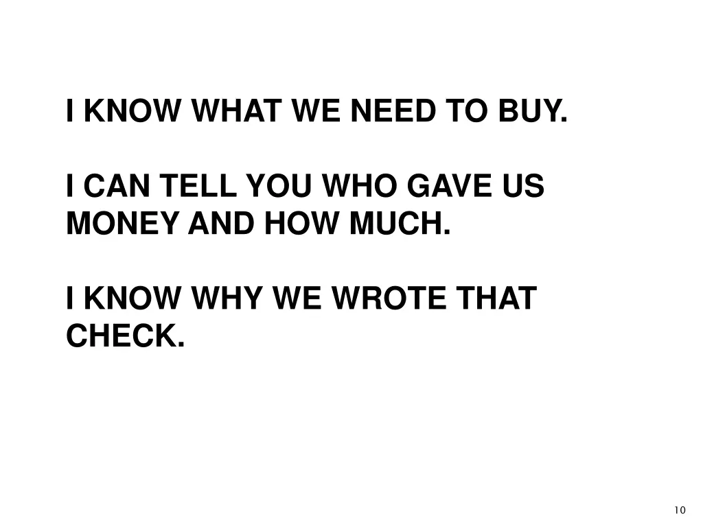 i know what we need to buy i can tell