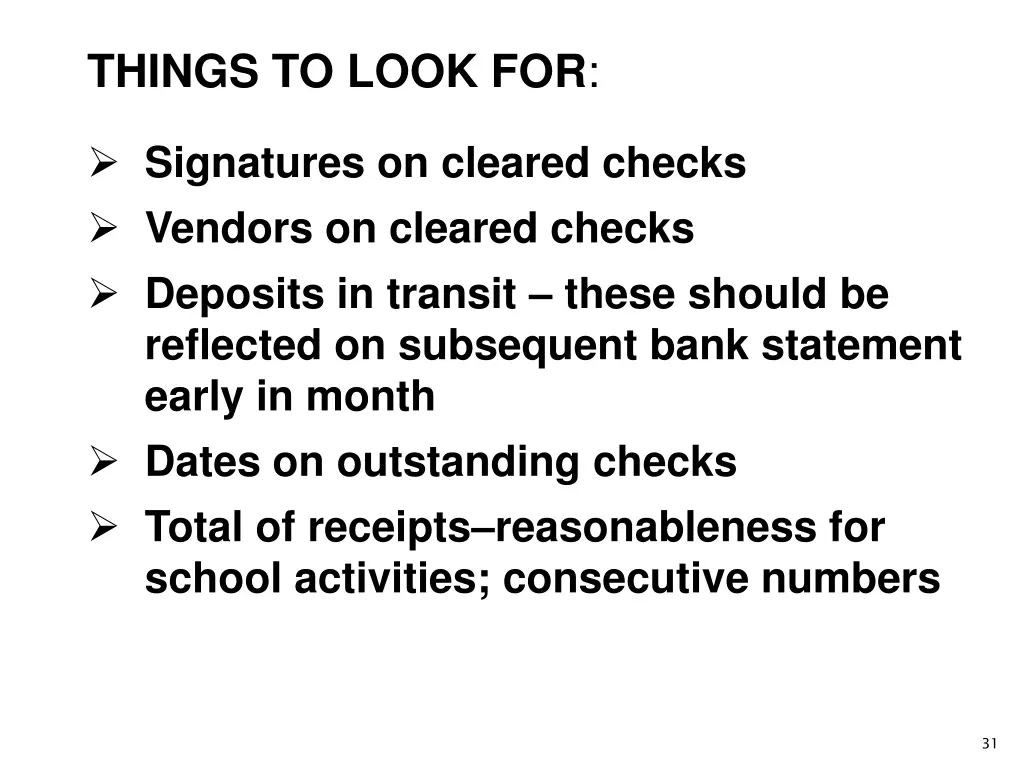 things to look for