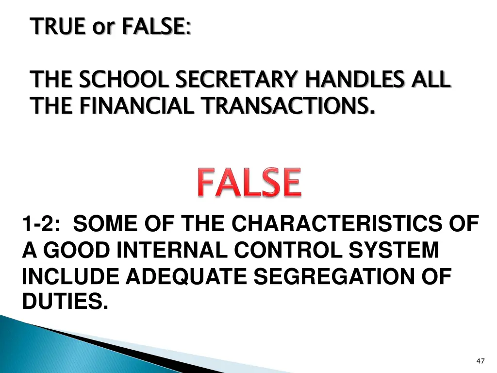 true or false 1