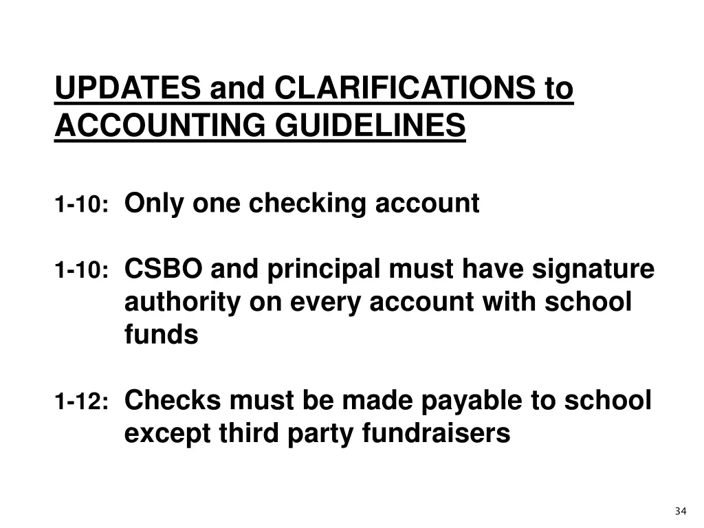 updates and clarifications to accounting 1