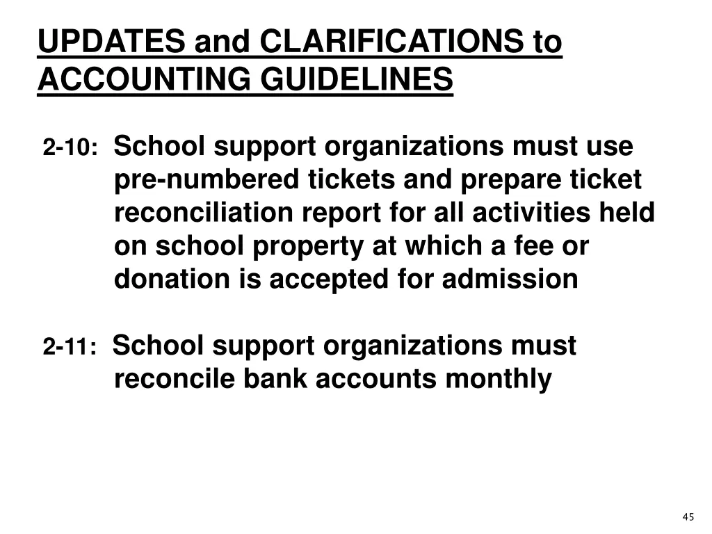 updates and clarifications to accounting 12