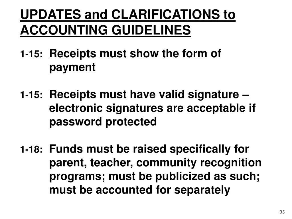 updates and clarifications to accounting 2
