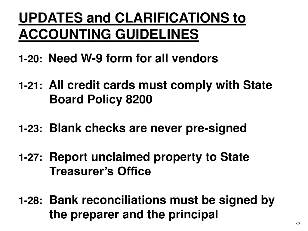 updates and clarifications to accounting 4
