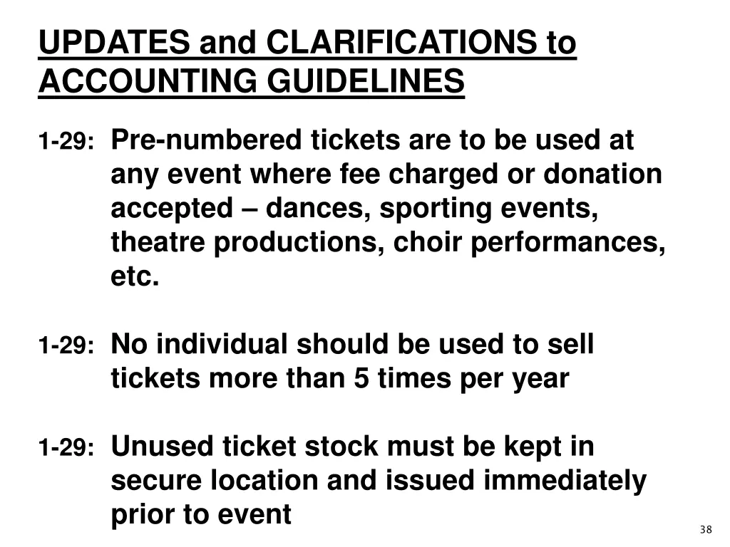 updates and clarifications to accounting 5