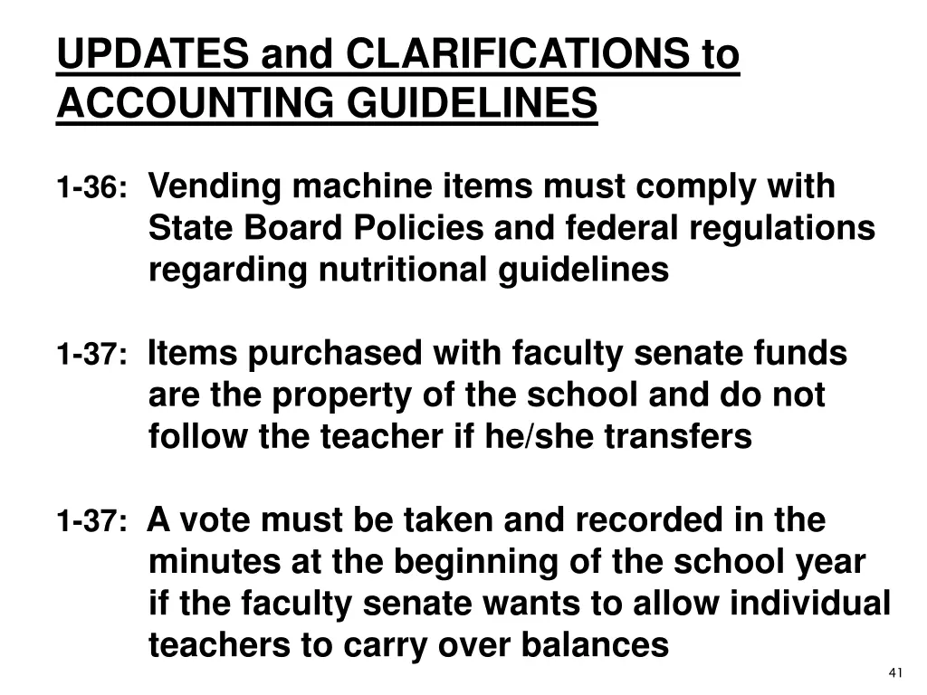 updates and clarifications to accounting 8