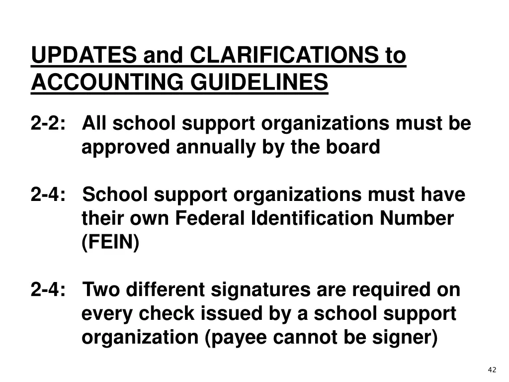 updates and clarifications to accounting 9
