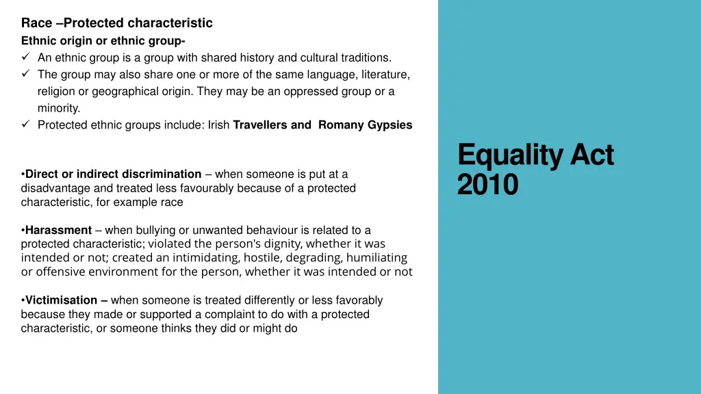 race protected characteristic ethnic origin