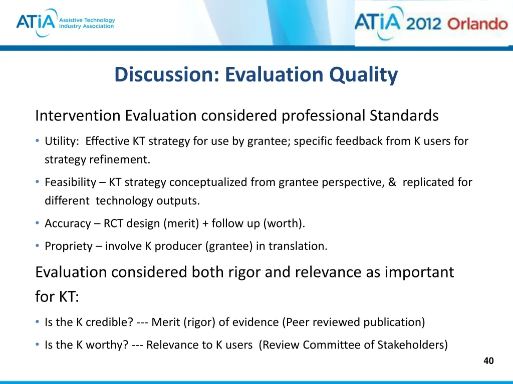 discussion evaluation quality