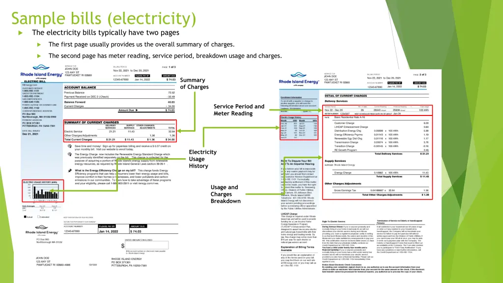 sample bills electricity the electricity bills