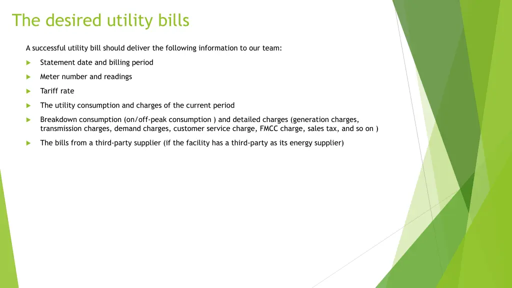 the desired utility bills