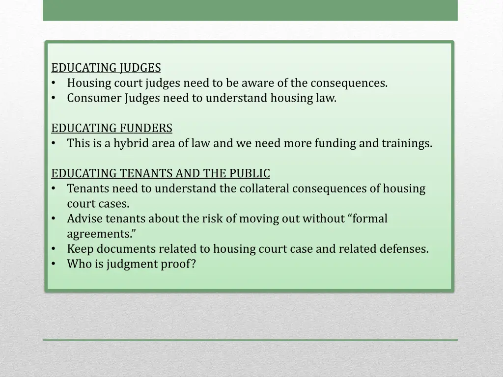 educating judges housing court judges need