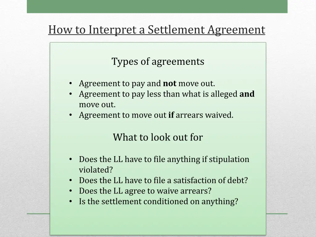 how to interpret a settlement agreement