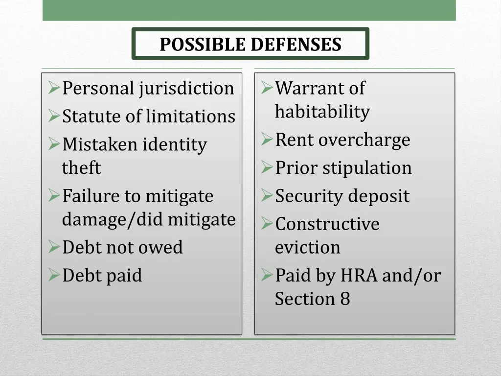 possible defenses