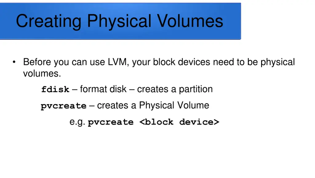 creating physical volumes