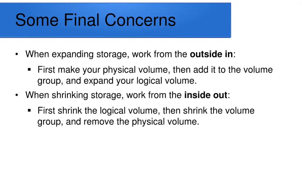 some final concerns