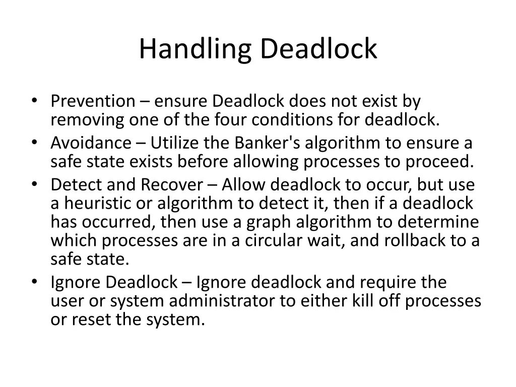 handling deadlock