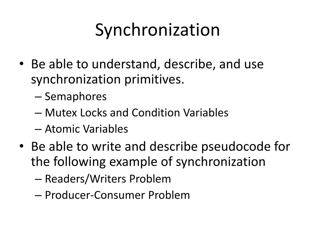 synchronization