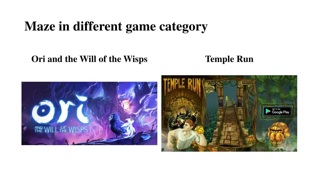 maze in different game category