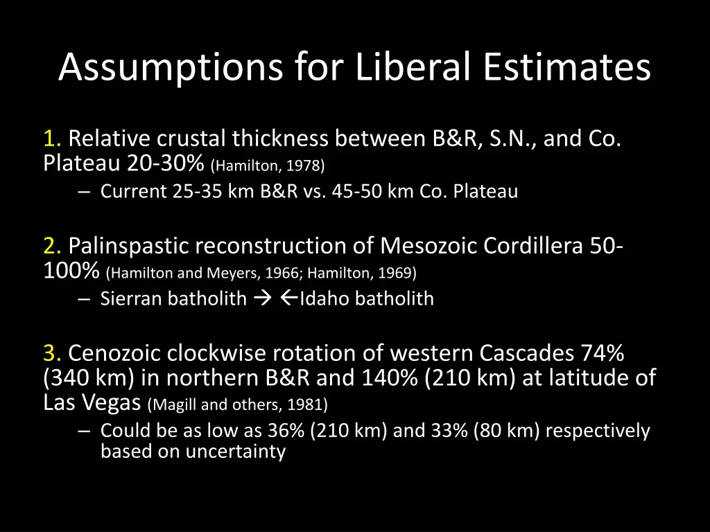 assumptions for liberal estimates