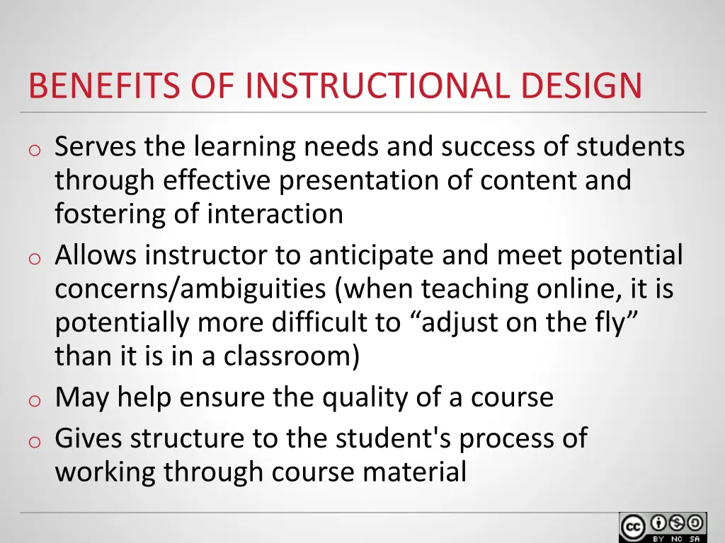 benefits of instructional design