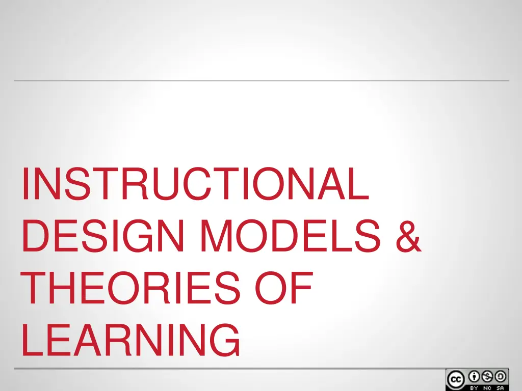 instructional design models theories of learning