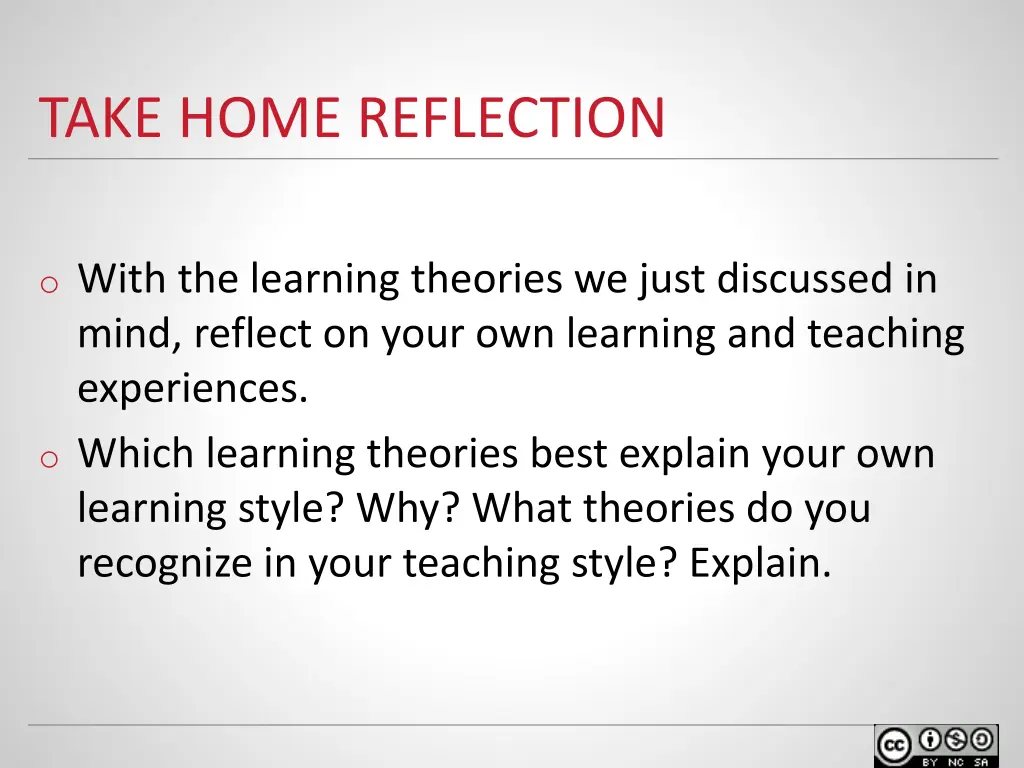 take home reflection