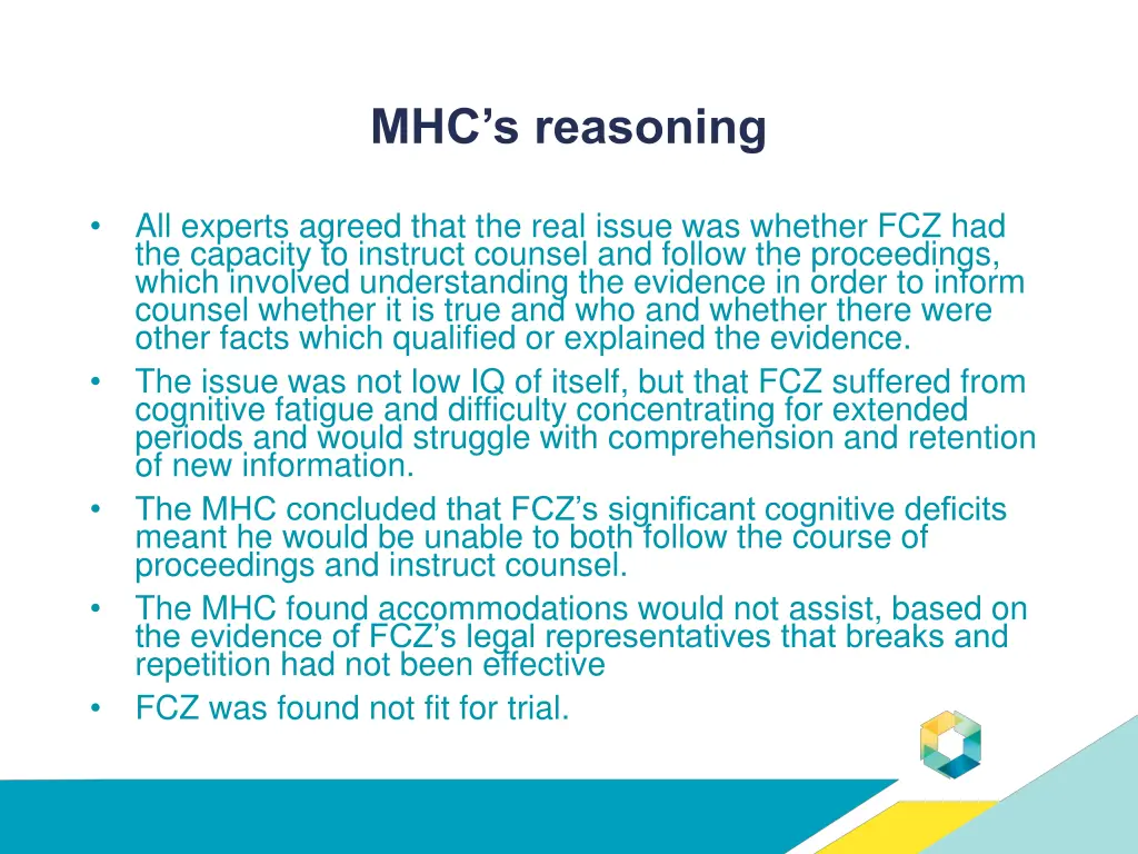 mhc s reasoning