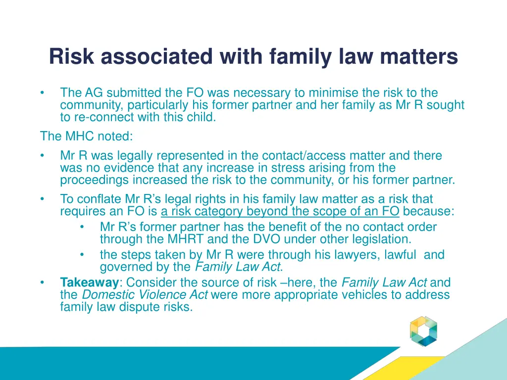 risk associated with family law matters